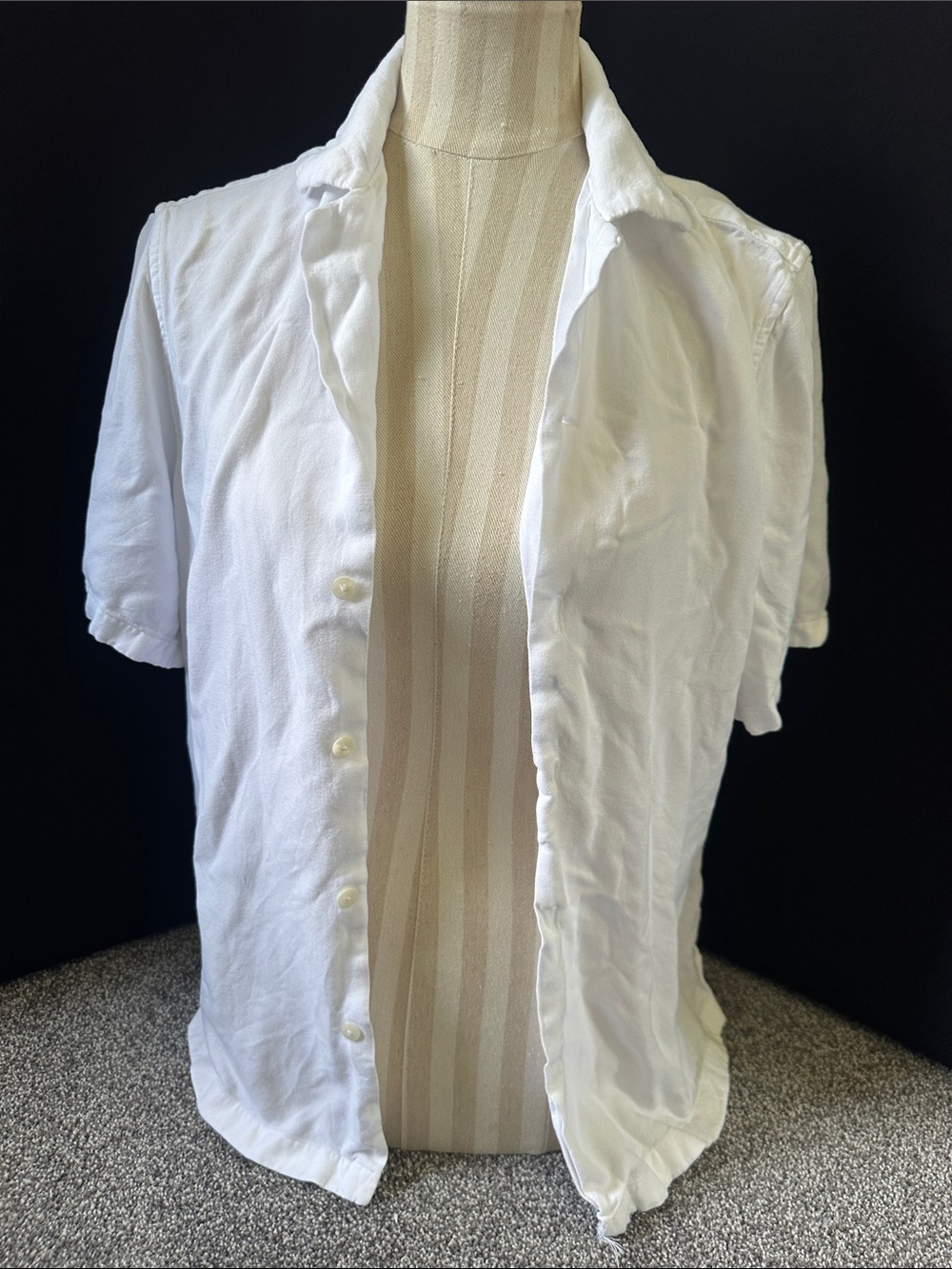 Zara White Short Sleeve Linen-Blend Shirt